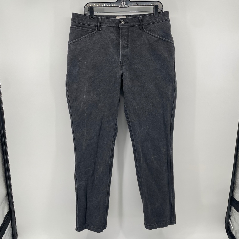 Taylor Stitch Canvas Pants Mens 34 Charcoal Grey Button Fly Rugged Workwear